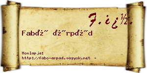Fabó Árpád névjegykártya